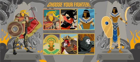 Fototapeta na wymiar fighting game select screen