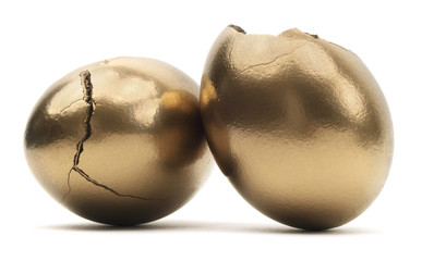 Isolated Gold Cracked Eggs