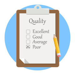 Qualitätsprüfung schlecht Flat Design Icon