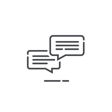 recommend clip art: Chat messages icon notification vector illustration, line outline style sms conversation bubbles with text, chatting symbol or sign isolated, speech or talk linear art pictogram, comment balloons