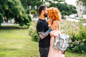 Cute couple in summer park