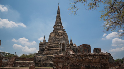 Fototapeta premium Ayutthaya Thailand - ancient city and historical place. Wat Phra Si Sanphet. The ruin temple.