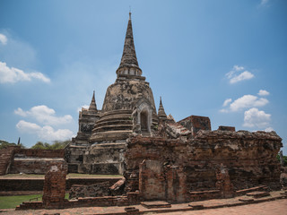 Obraz premium Ayutthaya Thailand - ancient city and historical place. Wat Phra Si Sanphet. The ruin temple.