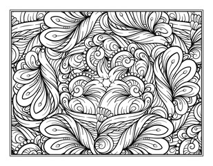 Black and white decorative ornamental coloring page