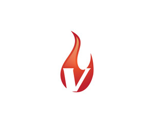 v letter flame logo