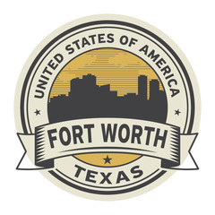 Stamp or label with name of Fort Worth, Texas