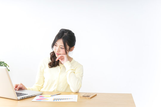 Young woman doing desk work