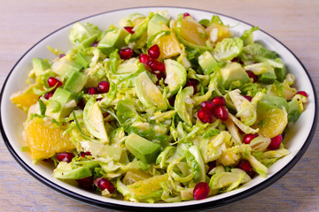Brussels Sprouts Pomegranate, Avocado, and Citrus Salad, horizontal