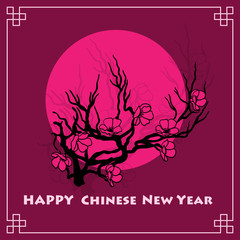 Obraz premium Happy new chinese year card with blossom tree