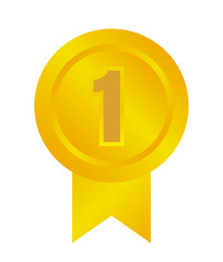 ranking medal icon illustration. 1st place (gold) 
