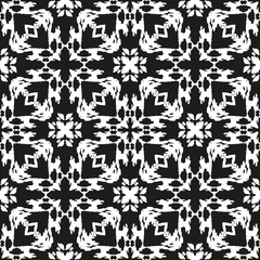 Black and White Seamless Ethnic Pattern