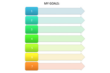 Goals title on colorful charts on white background.