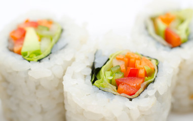 vegetarian sushi rolls, macro