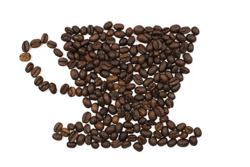 Coffee beasn in coffee cup shape