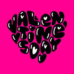 Cute fashion 80s style Happy Valentines Day typography lettering