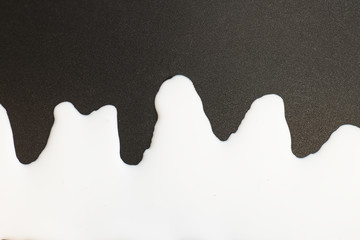 White liquid surface on a black background, abstract shape and f