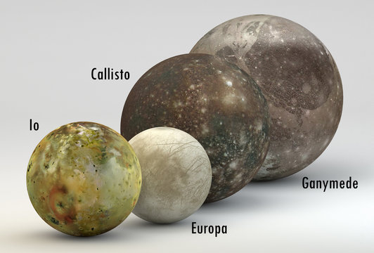 Fototapeta Jupiter moons in size comparison with captions
