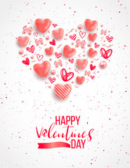 Saint valentine day background with colorful hearts with frame. Happy valentines day and weeding design elements. Vector illustration. Pink Background With hearts. Doodles and curls. Be my valentine.