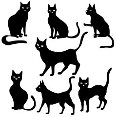 vector black cat silhouettes