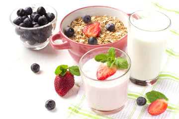 Delicious breakfast on table