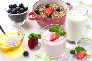 Delicious breakfast on table