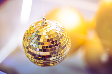 Gold shiny balls decoration of celebration winter season 