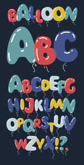 Cartoon bubble font. Colorful letters with glint