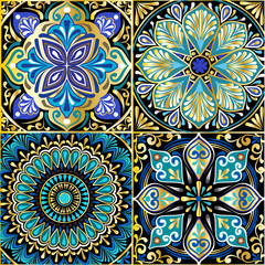 Colorful floral seamless pattern from squares