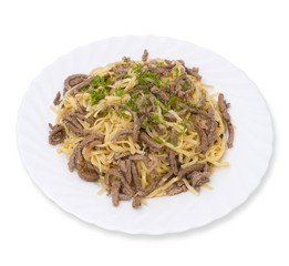 home noodles with meat