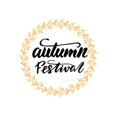 Fototapeta na wymiar Lettering Autumn Festival. Vector illustration.