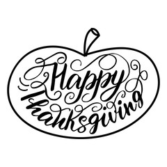 Lettering Happy Thanksgiving. Vector illustration.