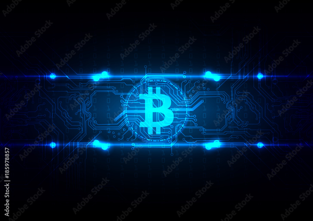 Poster abstract circuit bitcoin technology background illustration vector desing
