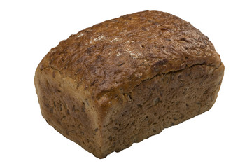Loaf of rye bread isolated on white background