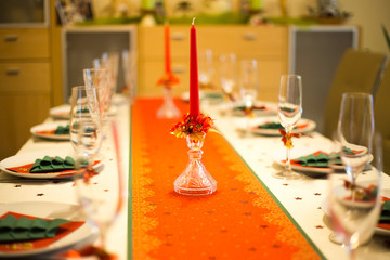 Red candle in a crystal stand