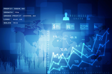 2d rendering Stock market online business concept. business Graph 
