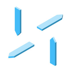 Set of blue isometric arrows, minimal style, direction concept, vector