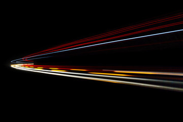 Light tralight trails in tunnel. Long exposure photo in a tunel