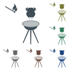 barbecue grill with chicken icon