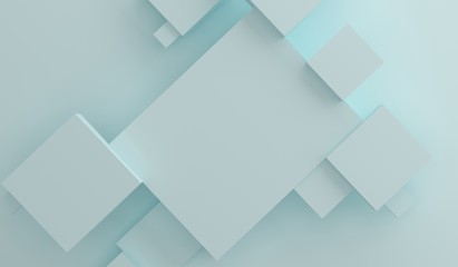 3D Rendering Of Abstract Cubes Background With Empty Space And Blue Tint