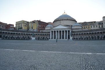 Fototapeta na wymiar Naples - Piazza del Plebiscito and the Basilica