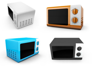 realistic microwave oven on isolated, kitchen object 3d illustration