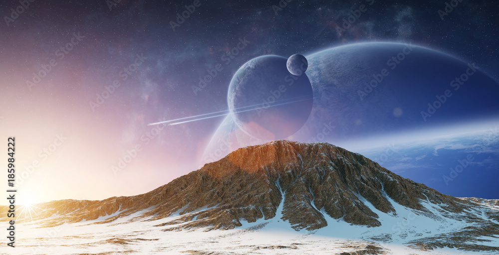 Poster Exoplanets in space 3D rendering elements of this image furnished by NASA