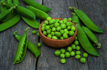 green peas on a table