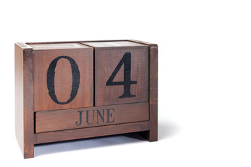 Wooden Perpetual Calendar set to June 4th