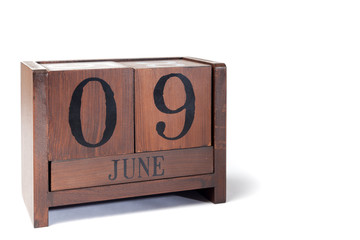 Wooden Perpetual Calendar set to June 9th