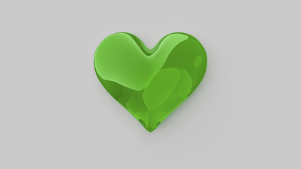 Corazón de cristal verde. 3D
