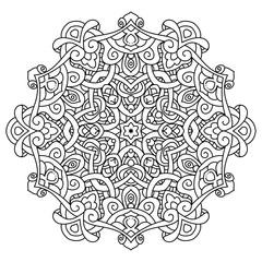 Black and white mandala vector isolated on white. Vector hand drawn circular decorative element.