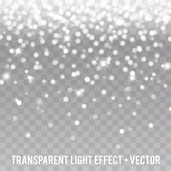 Vector White Glitter Effect transparent Background. Star Dust Sparks.