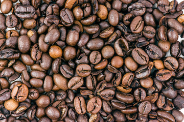 Closeup Of An Italian Roasted Coffee Beans With High Detail