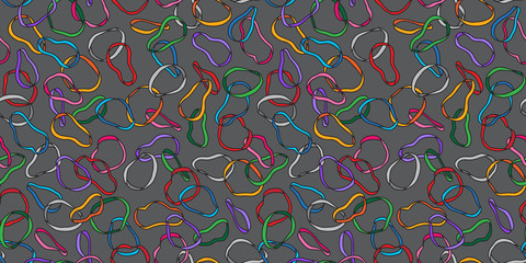 Rubber band wristband bracelet colorful doodle vector Seamless Pattern isolated wallpaper background black